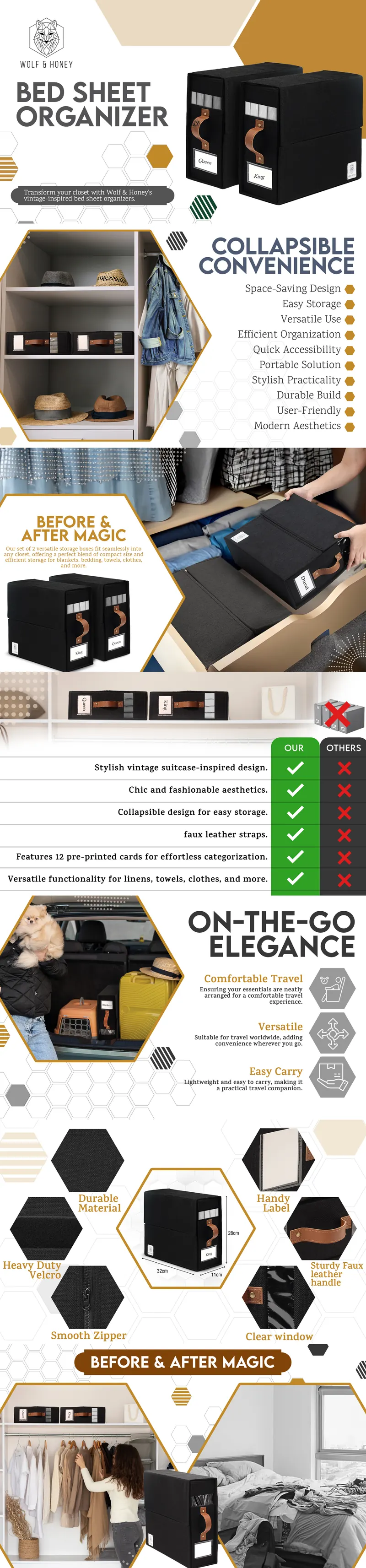 Amazon brand content for a bed sheet organizer by Mueen Haider
