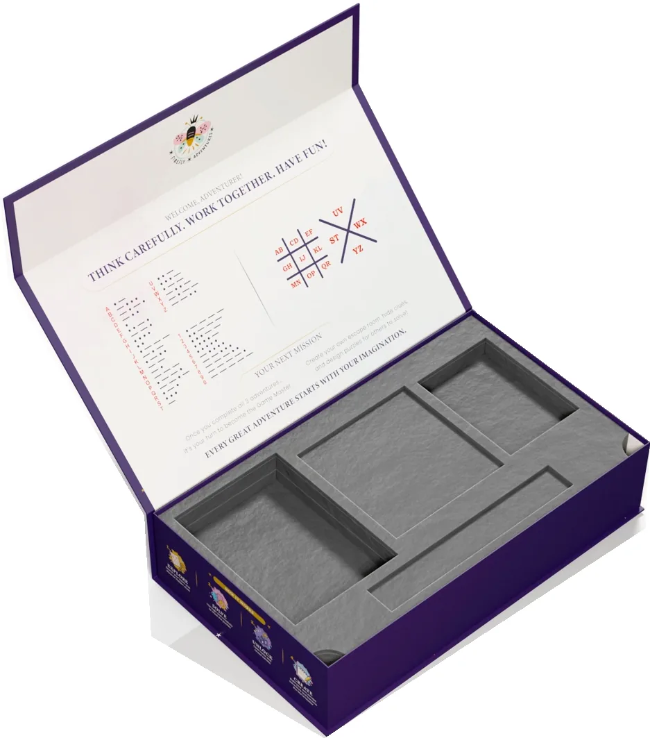 Magnetic rigid box with the proposed upper tray, original 3D visualisation., packaging design by Mueen Haider