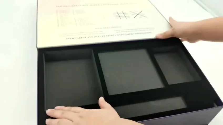 Physical prototype: printed inside lid, removable upper tray, two-level storage, packaging design by Mueen Haider