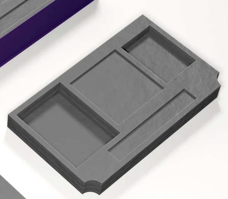 Upper tray: paper items and envelopes, packaging design by Mueen Haider