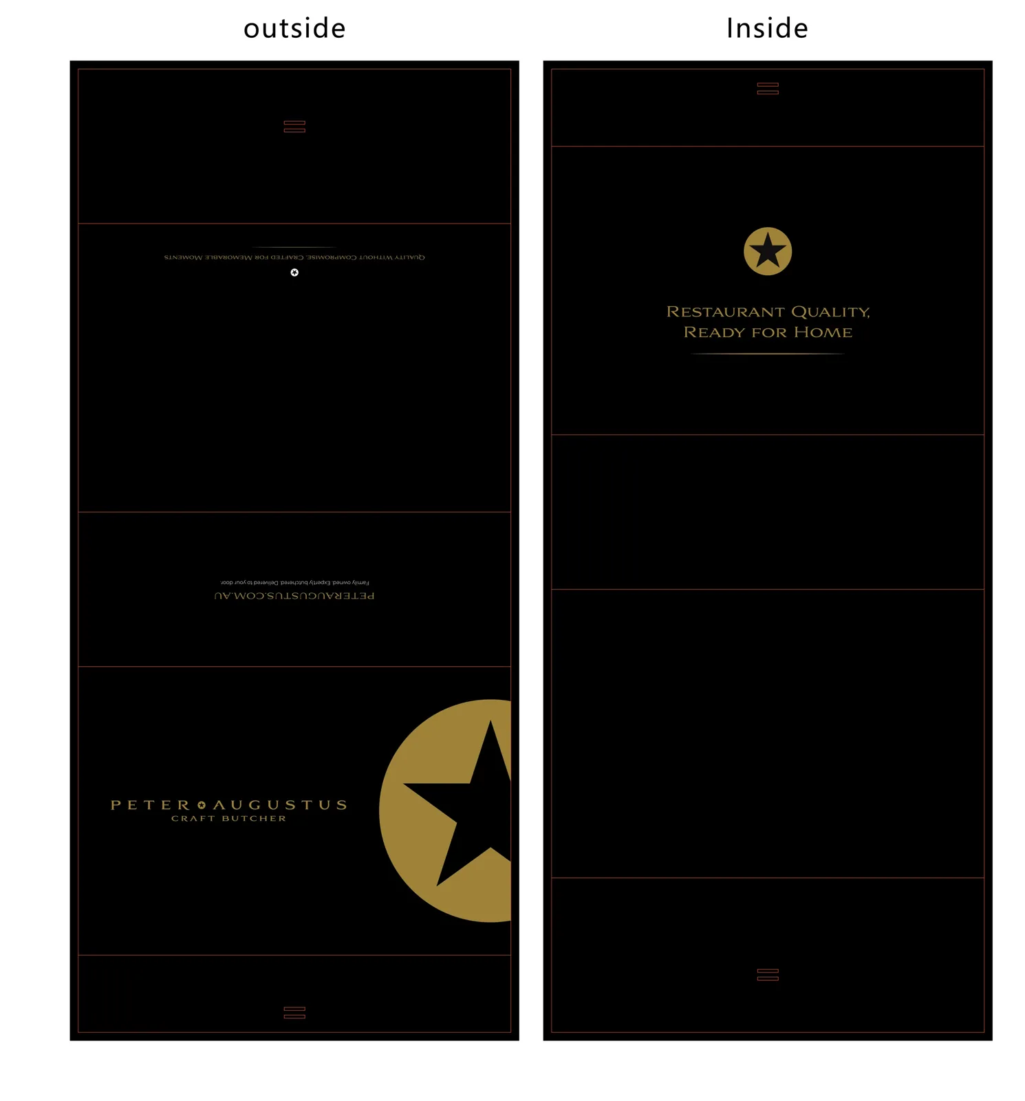 Approved wrap artwork: outside at left, inside at right, packaging design by Mueen Haider
